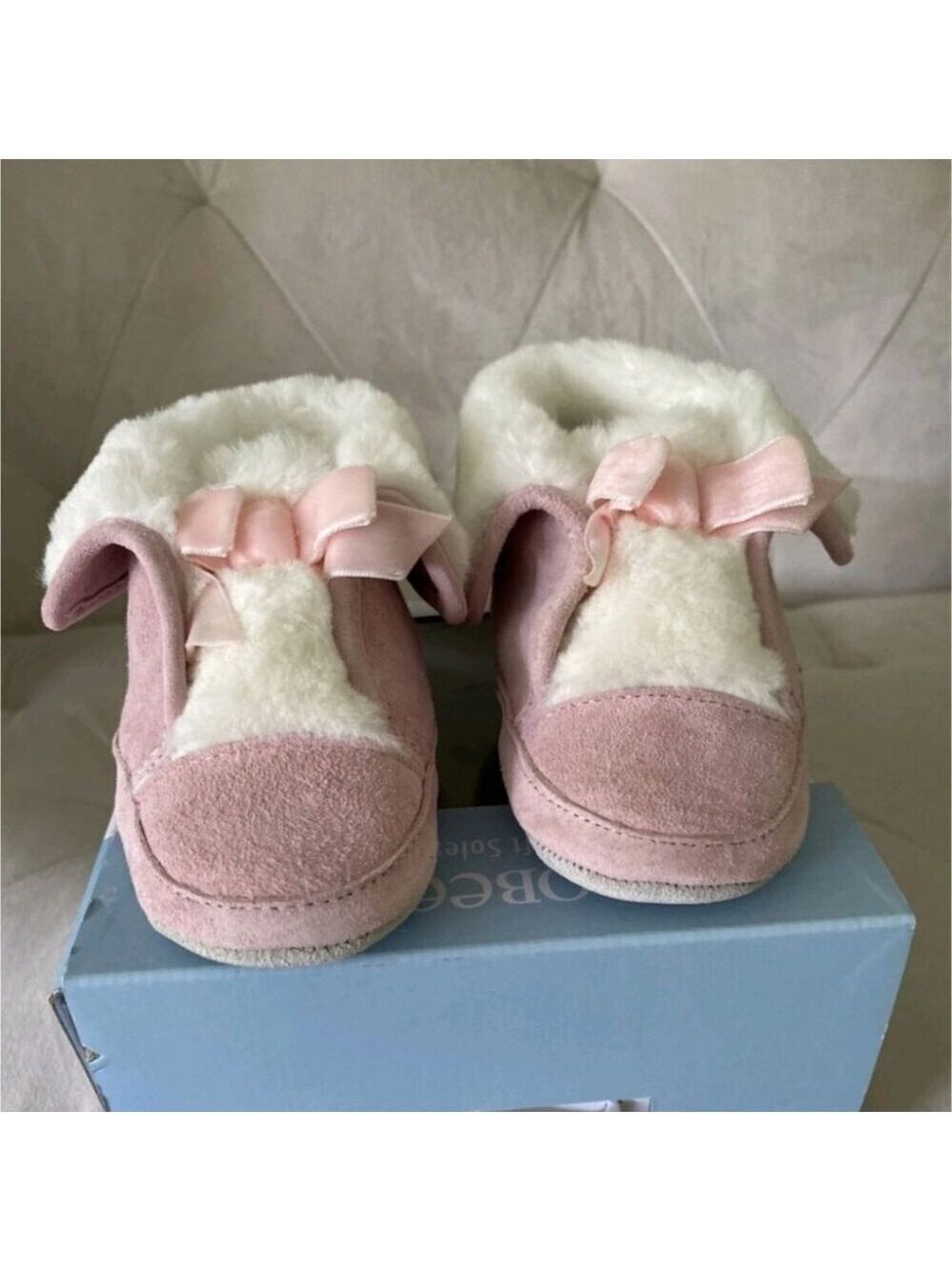 ROBEEZ | Willa Pink Cozy Suede Bootie Soft Sole Shearling 6-12 Months